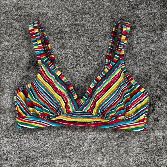 Athleta Other - Athleta Montego Colorful Stripes Shirred Underwire Bikini Top Sz 36 B/C